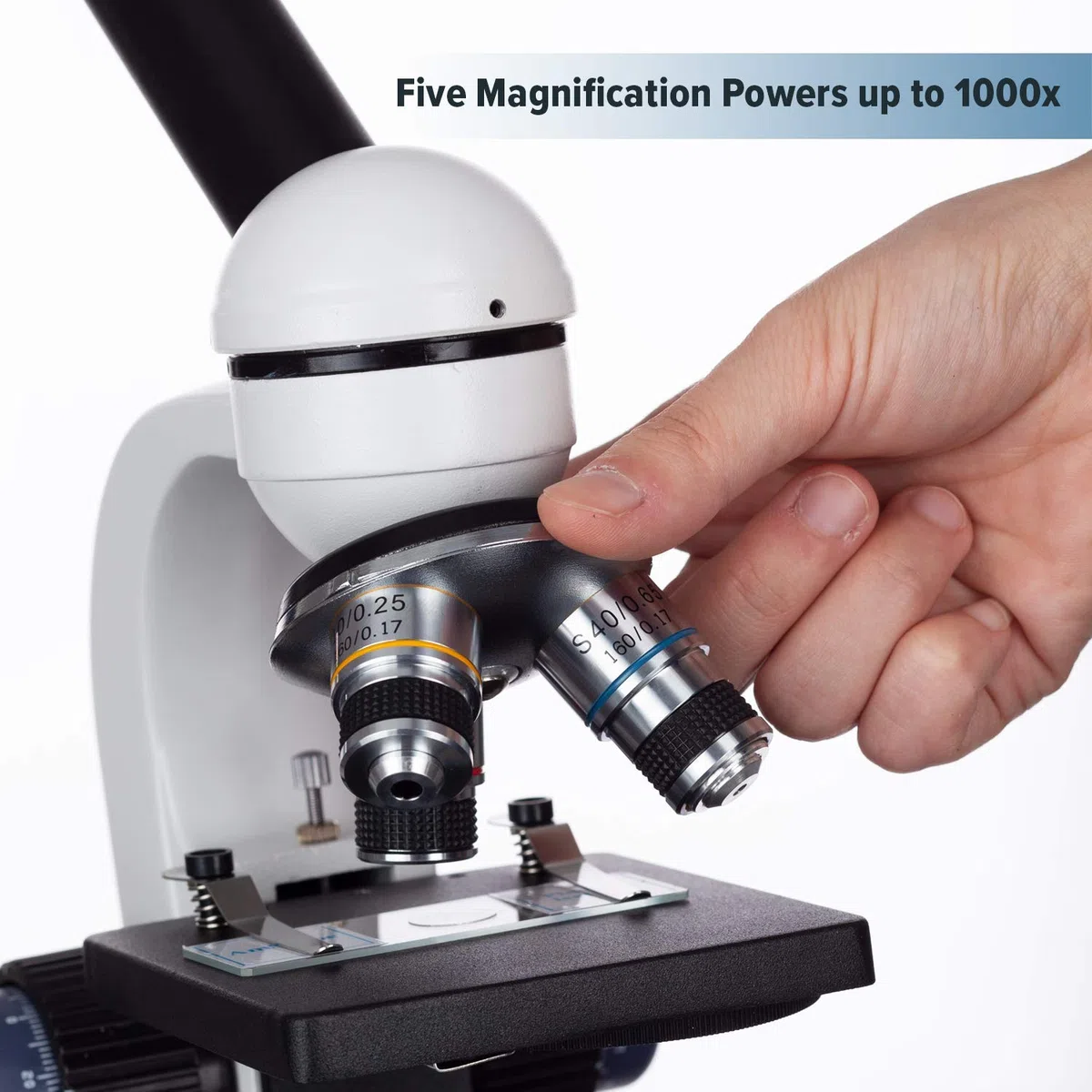 AmScope M150C-PS25 40X-1000X metal frame Inicio Escuela C & f Microscopio Compuesto Plus 25 muestras preparadas