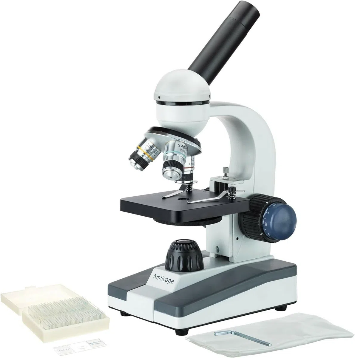 AmScope M150C-PS25 40X-1000X metal frame Inicio Escuela C & f Microscopio Compuesto Plus 25 muestras preparadas