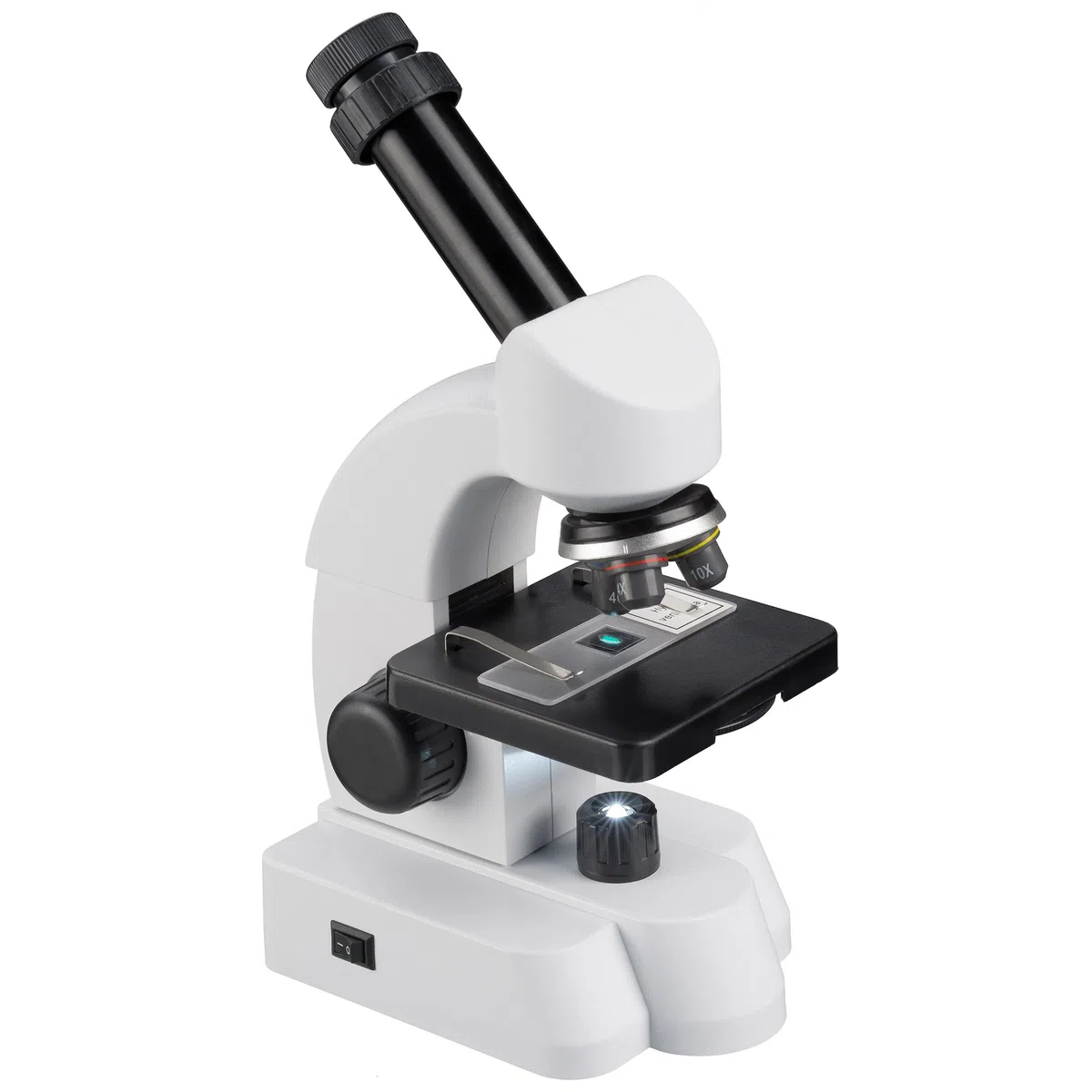 Bresser Microscopio 40-640x con Amplio Juego de experimentos y muestras Inteligentes con código QR, Blanco