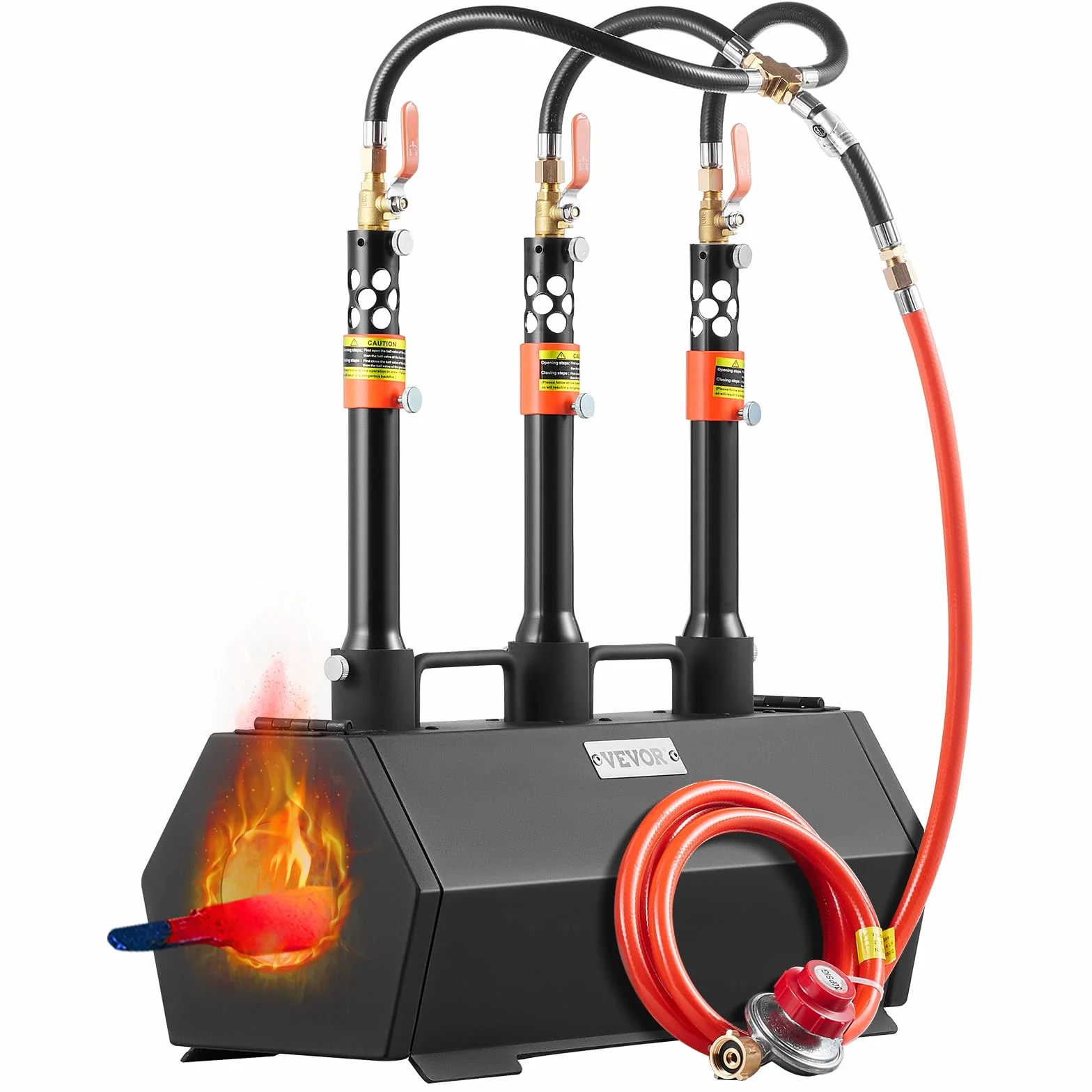 VEVOR Forja de Gas Propano 3 Quemadores, Horno de Fusión de Propano Temperatura Máx 1427 ℃, Horno de Forja de Gas Portátil, Fabricación de Cuchillos, Forja de Metales para Cuchilleros, Herreros