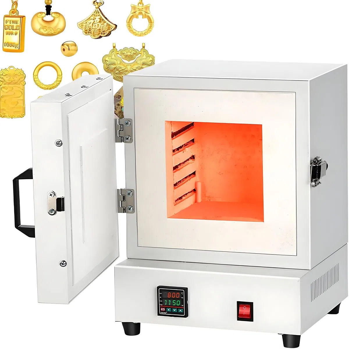 Horno De Mufla Eléctrico Laboratorio, Horno Fibra Cerámica Cerrado, 1150 ℃, 2000 W Horno Quemado Eléctrico para Joyería, Pantalla Inteligente Temperatura Y Calentamiento Uniforme