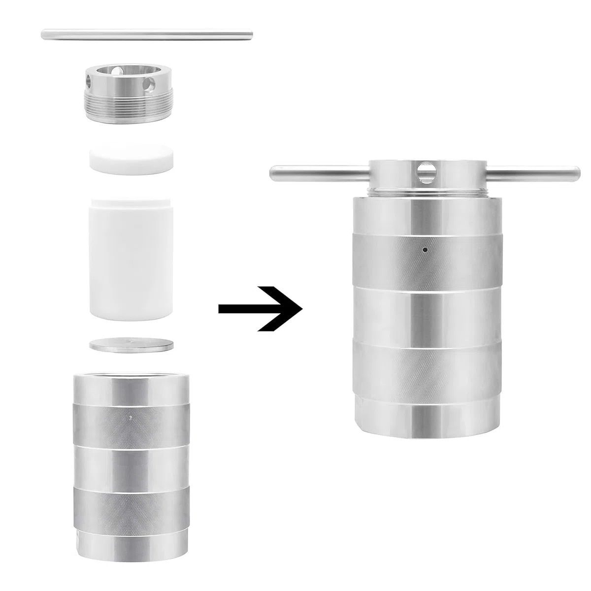 Huanyu Recipiente del tanque del forro del recipiente revestido de teflón PTFE 240 ℃ 6 MPa para ácidos fuertes, disolventes orgánicos y materiales insolubles (1000 ml)
