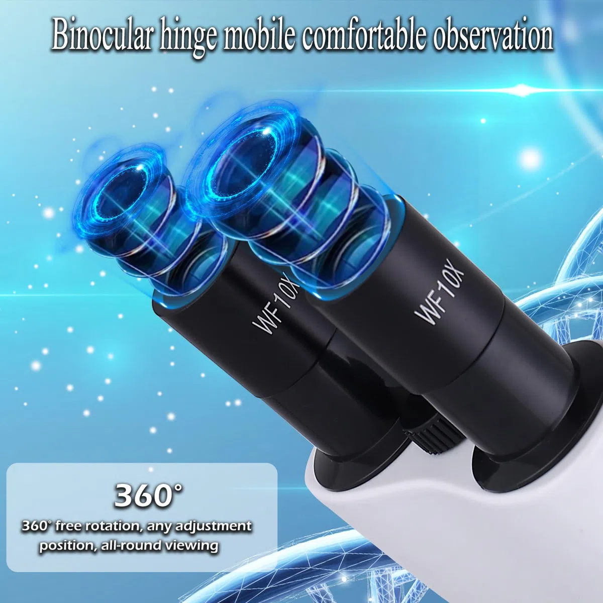 Microscopio compuesto, oculares 40X-2500X, WF10x y WF25x, iluminación LED dual y escenario mecánico de dos capas, microscopio para adultos..