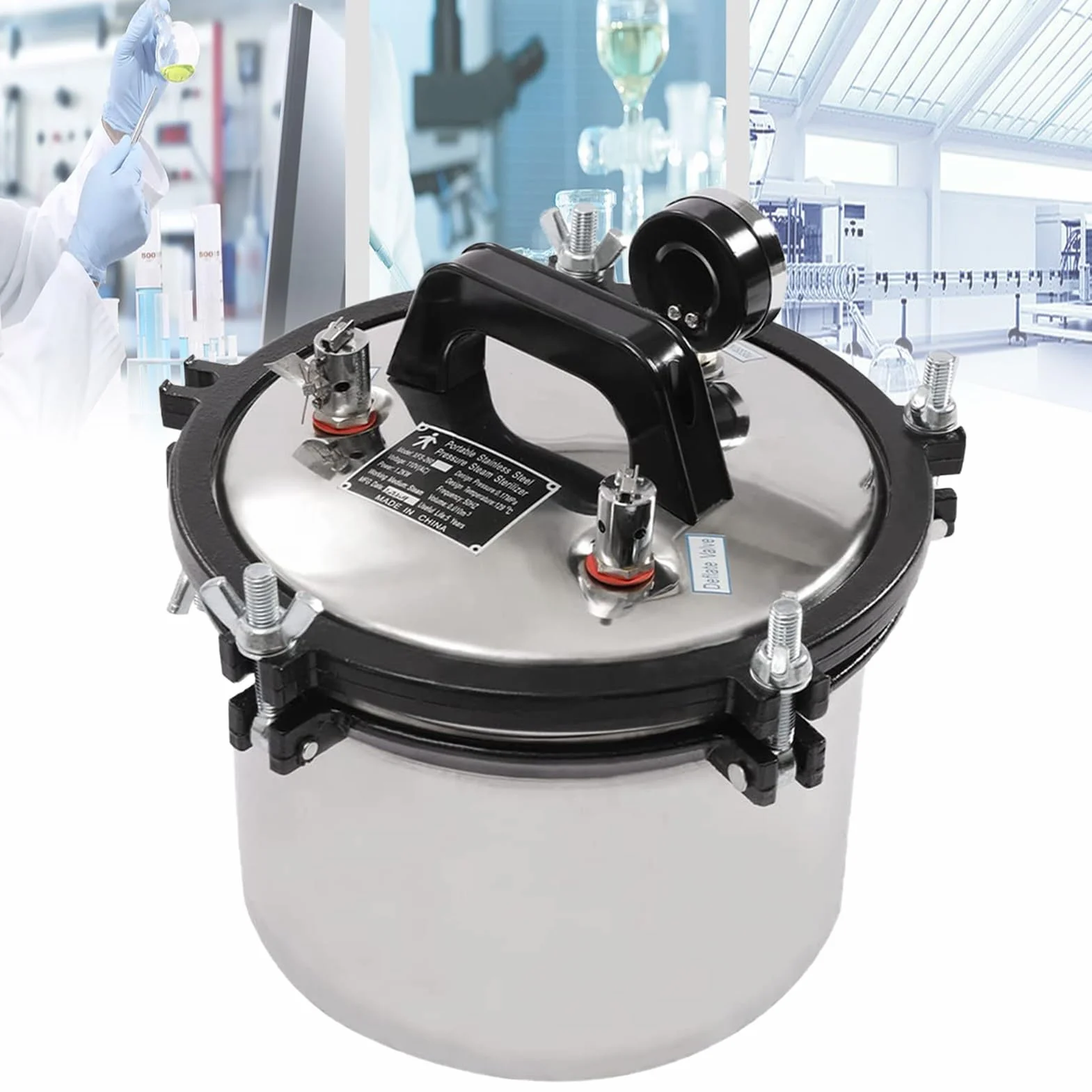 Esterilizador de Vapor de 8 l, Autoclave de Laboratorio de Acero Inoxidable, Equipo de Laboratorio portátil, Autoclave de Laboratorio de Dos válvulas