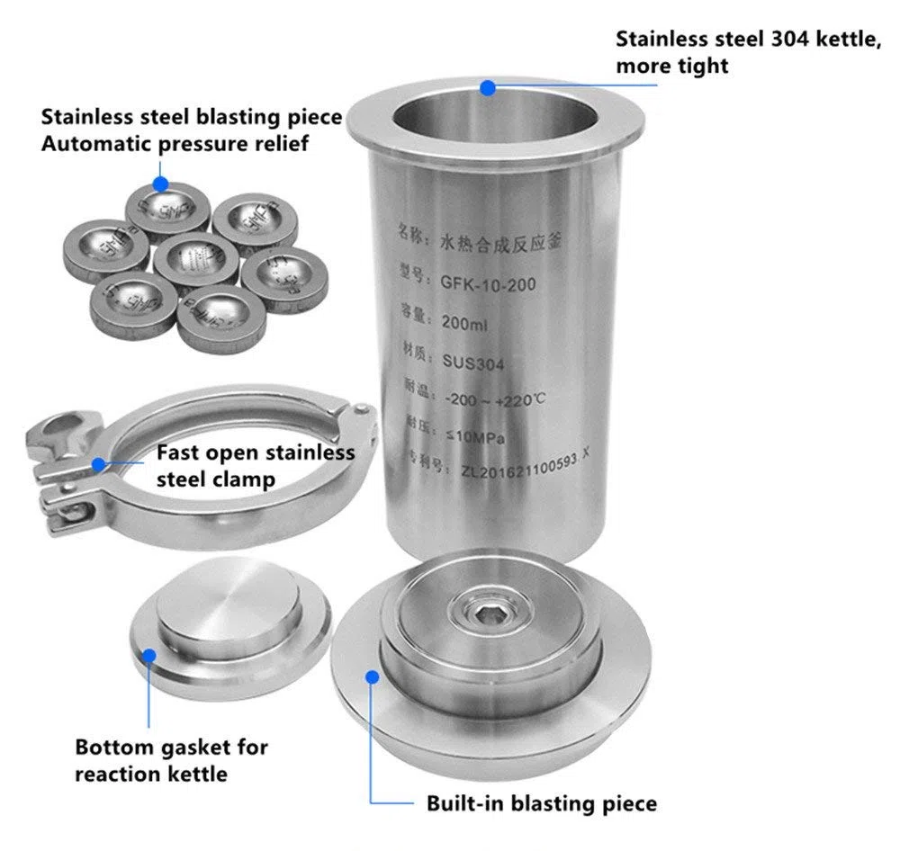 CGOLDENWALL 100ml reactor hidrotermal de la autoclave de la síntesis PPL alineó 10MPa 260 ℃ equipo de herramienta del laboratorio del tanque de alta presión del acero inoxidable