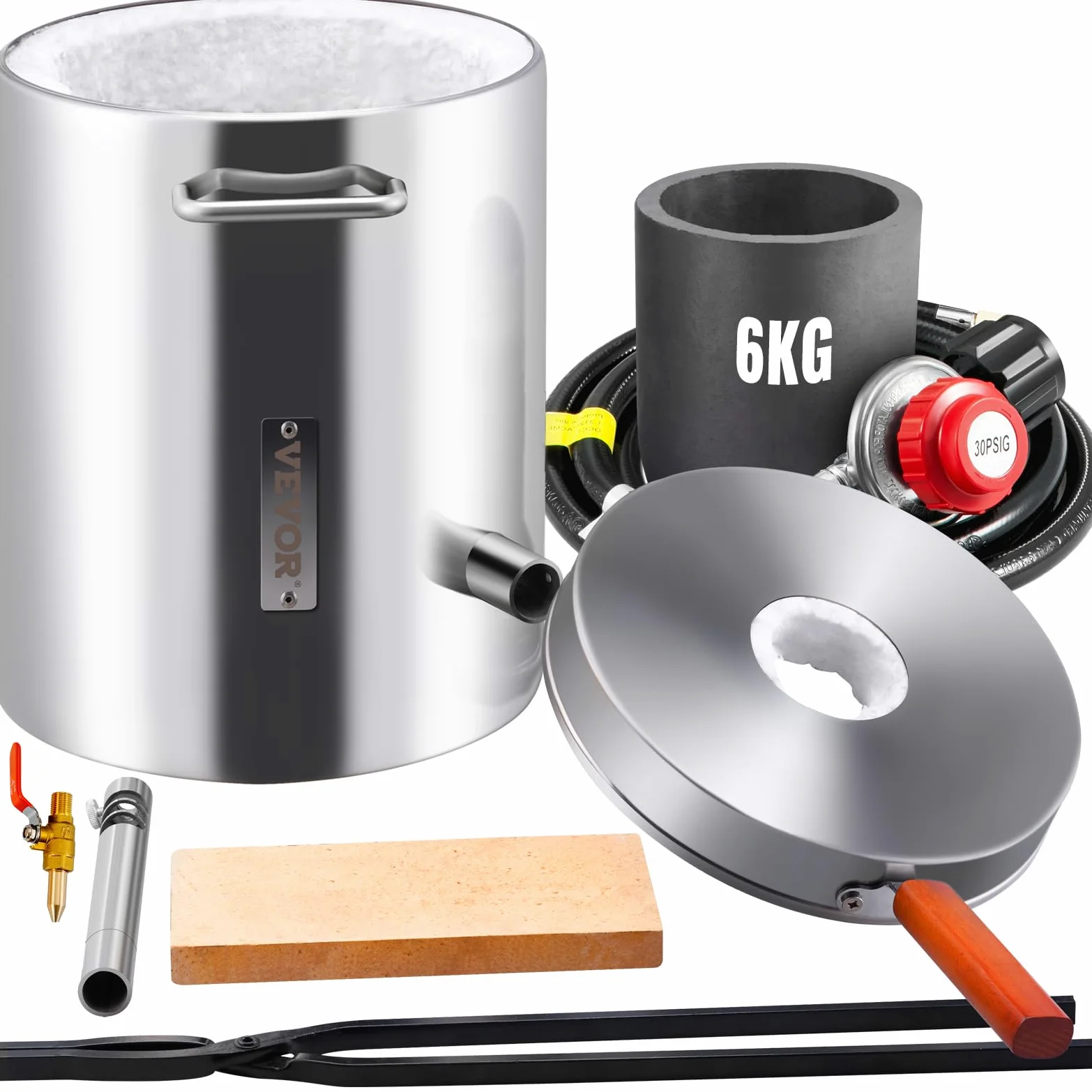 VEVOR Kit de horno de fusión de propano, plateado, 6 kg