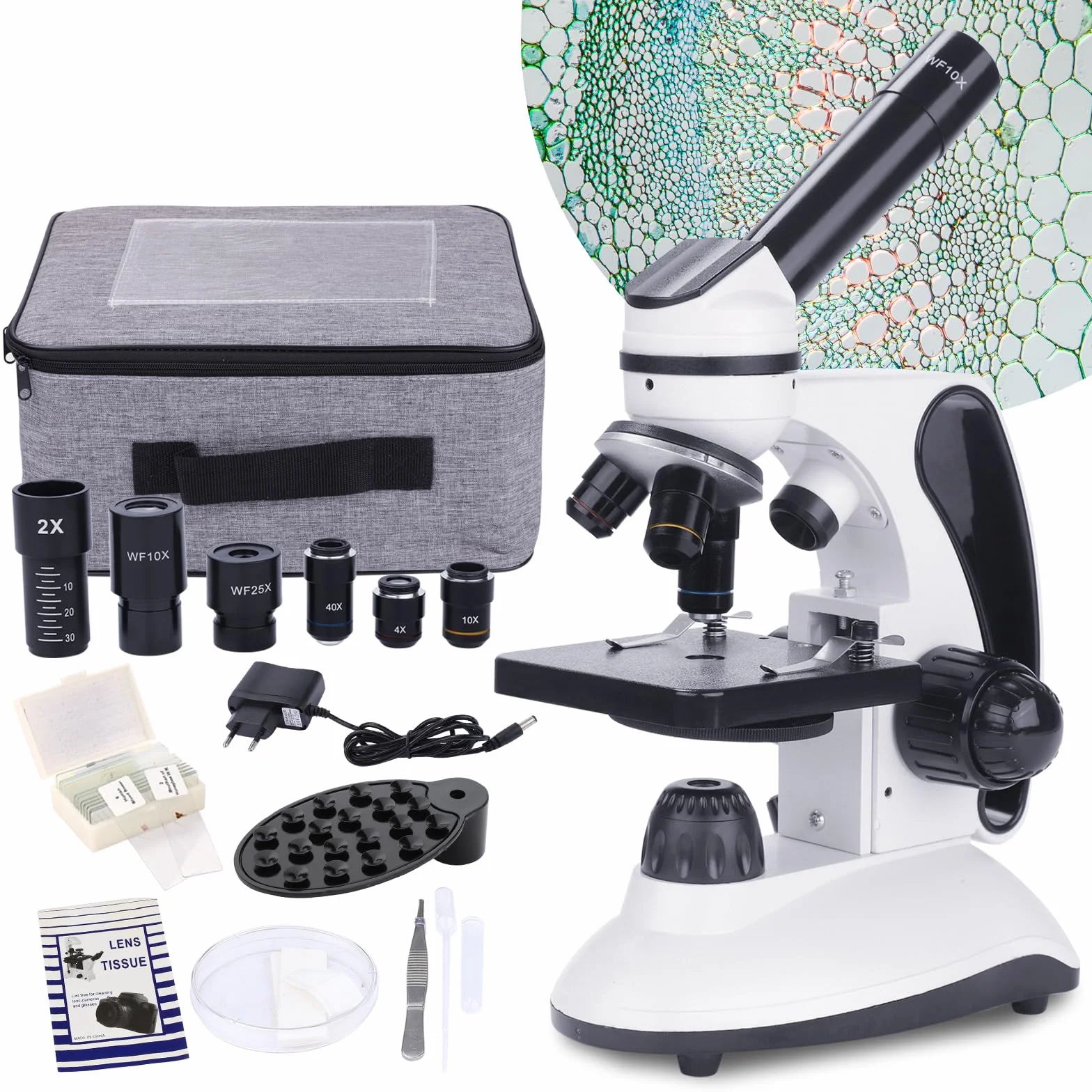 BEBANG 40X-2000X Microscopio para niños Adultos, LED de Doble iluminación microscopio Estudiante con Kits de Ciencia para la investigación de Laboratorio, educación en el hogar,Regalo en Clase