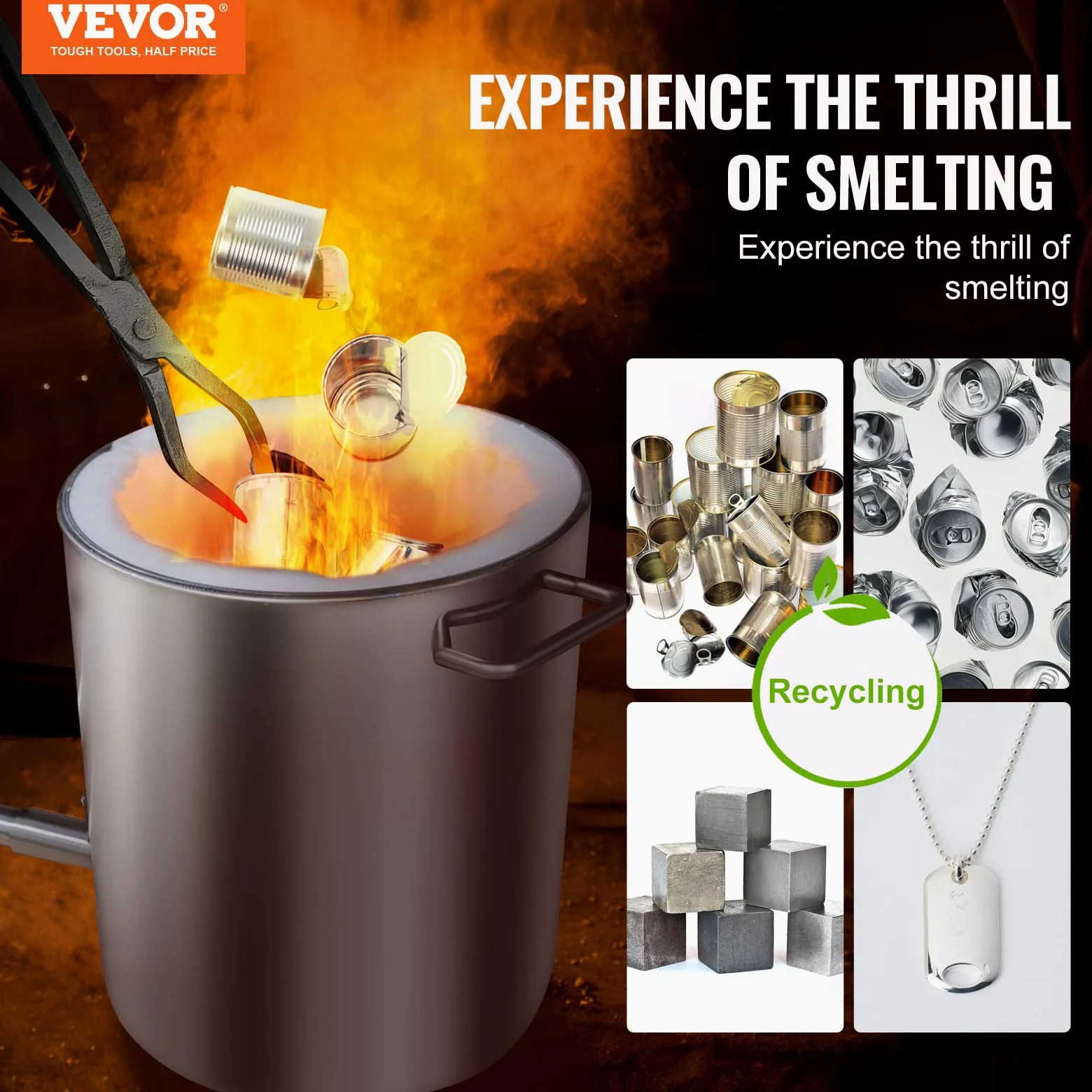 VEVOR Kit de horno de fusión de propano, plateado, 6 kg
