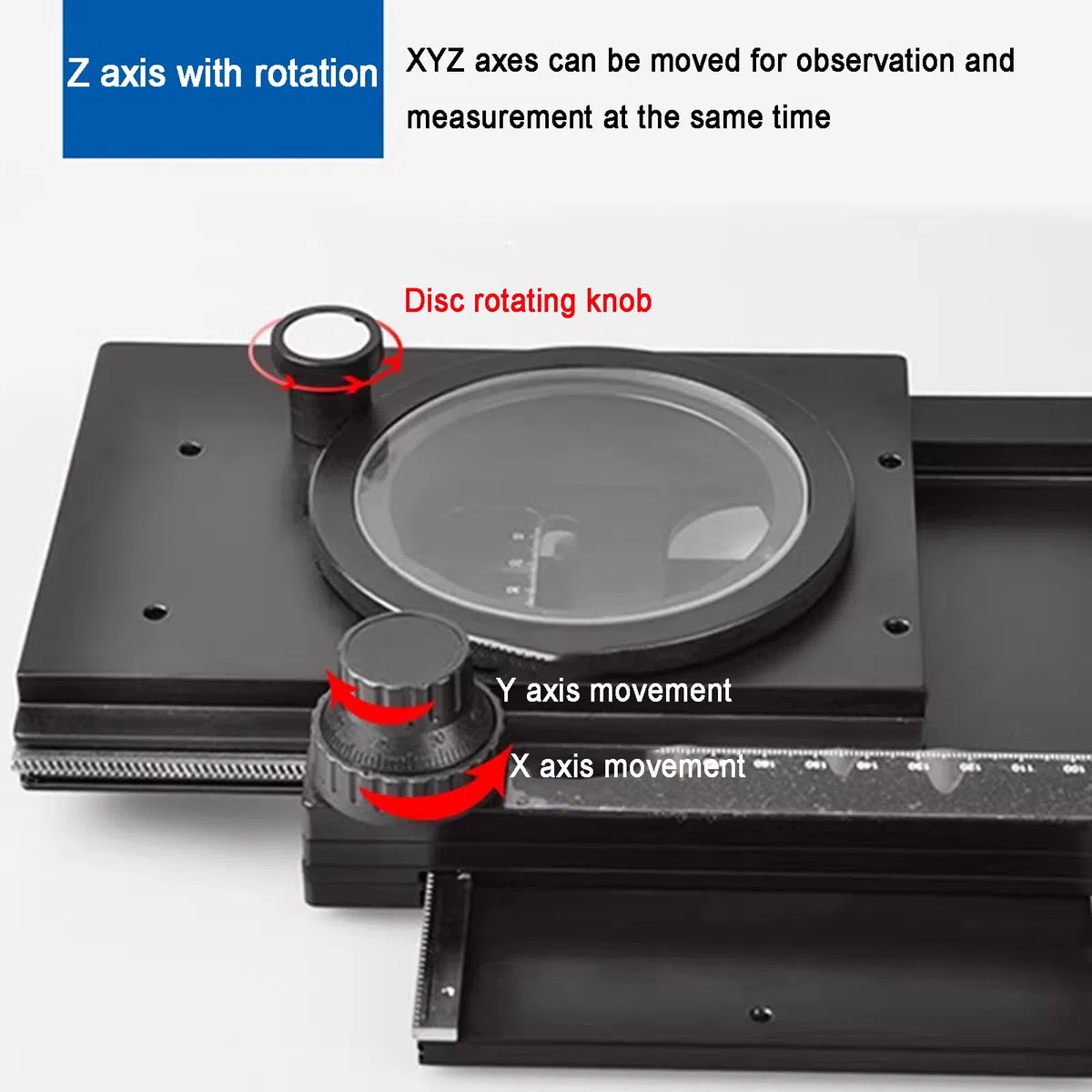 Platina Deslizante Manual XY para Microscopios, Mesa Deslizante con Desplazamiento En El Eje XY, Recorrido Horizontal De 60 Mm Y Vertical De 55 Mm, Plataforma Móvil