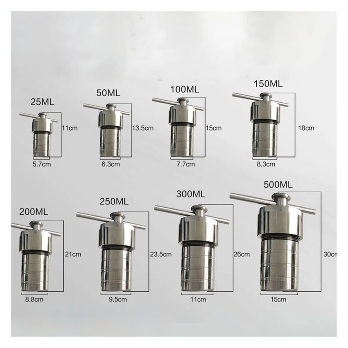 Multifuncional Reactor de autoclave hidrotermal de 25-500 ml con PTFE Síntesis hidrotermal de cámara. Alta precisión, amplia gama de aplicaciones(100ml)