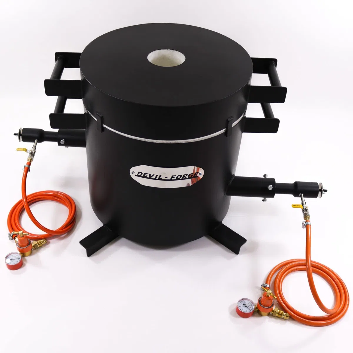 DEVIL-FORGE Horno Fundir Metales Gas Propano 20kg FB3Hb Kit, 2 Quemadores DFC (360.000 BTU), Crisol, Guantes para fundición, 1450°C Oro Plata Cobre Aluminio Latón Bronce etc