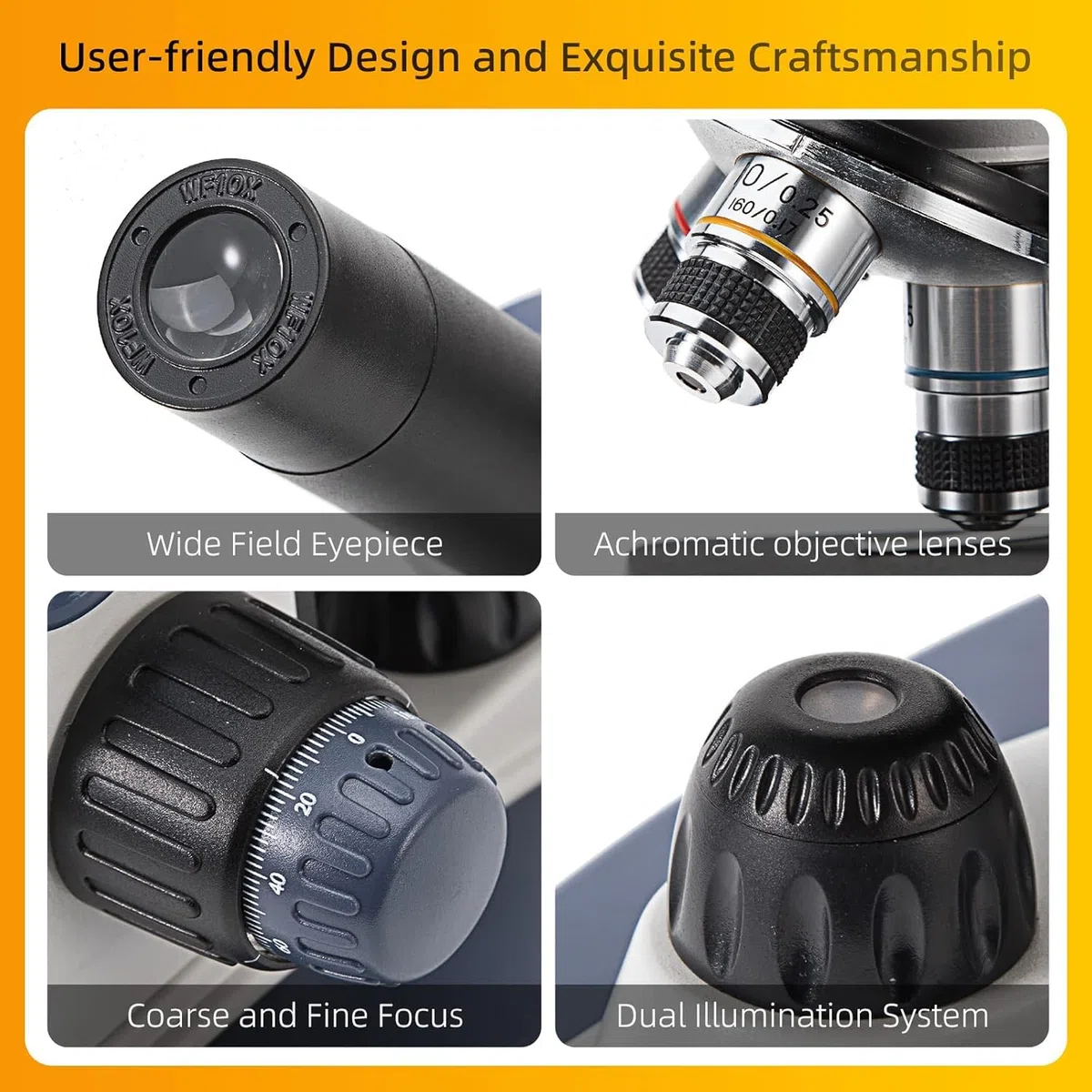 Swift Microscopio monocular Compuesto SW200DL con Aumento de 40X-1000X, luz Dual, Enfoque Fino de precisión, Ocular de Campo Ancho 25X y Capacidad inalámbrica para Estudiantes Principiantes